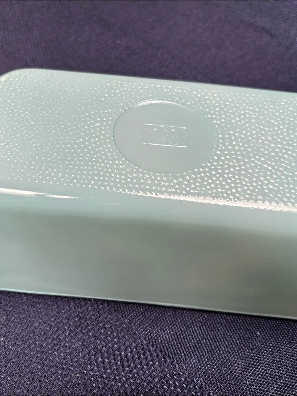 Vintage Glasbake Turquoise Bread Loaf baking dish.